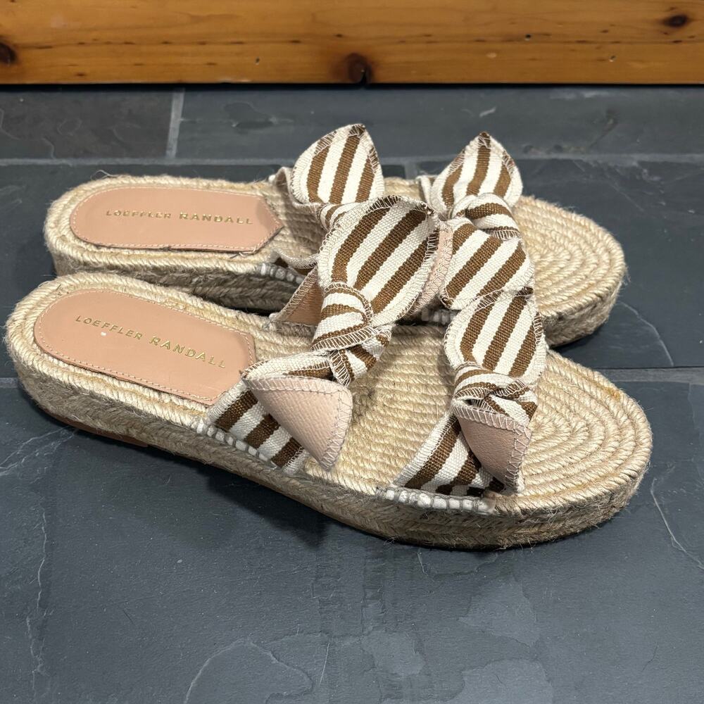 Loeffler Randall Daisy Two Bow Platform Espadrille Sandal - size 38 (US 8)